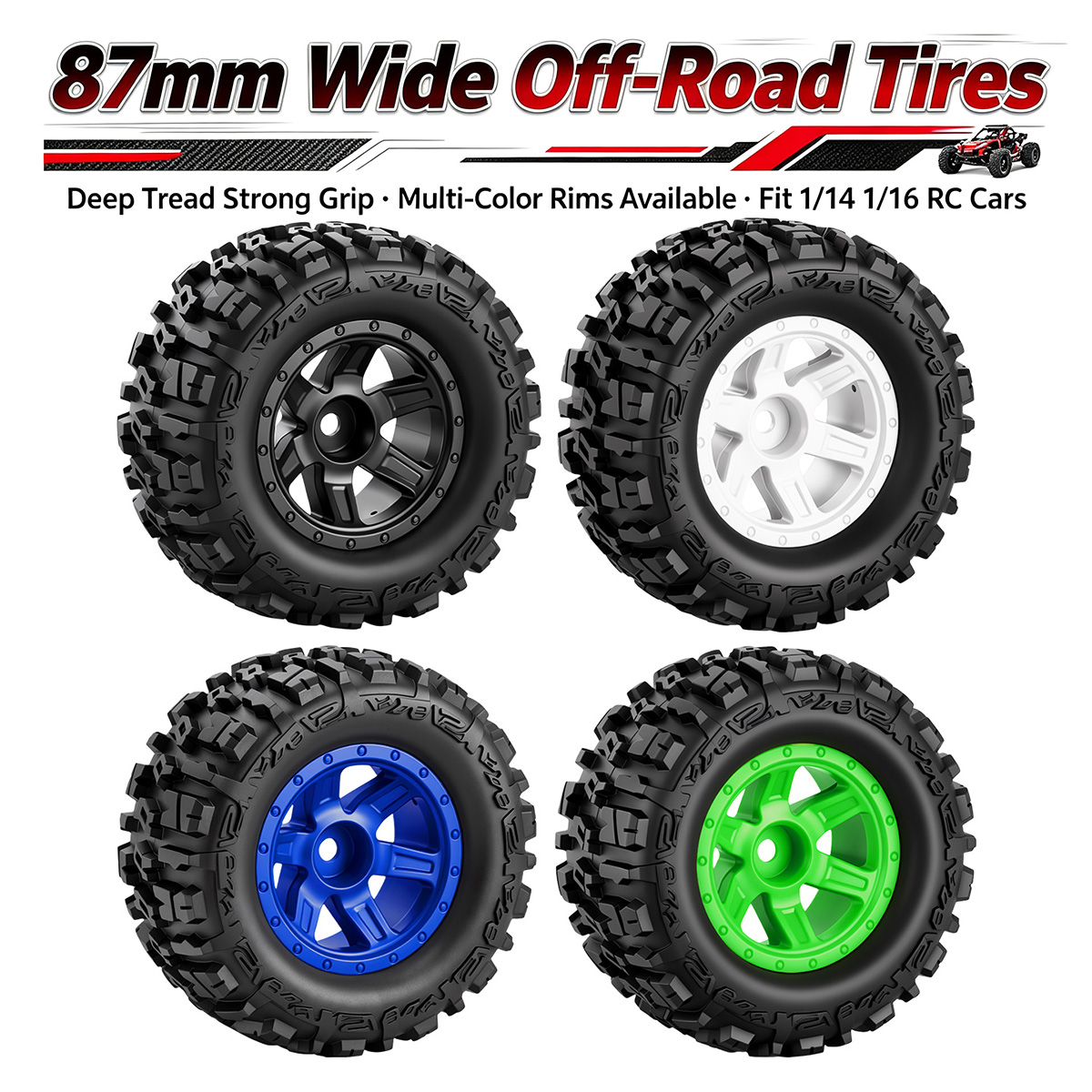 Rc Truck Monster - 4 Adet 87mm Off-Road RC Lastikleri,