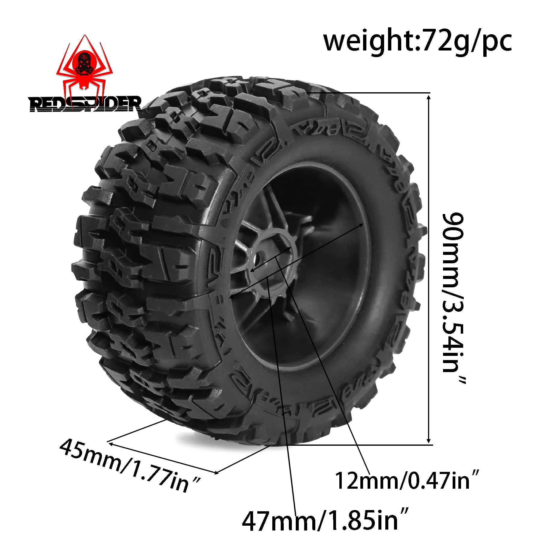 90mm Kaymaz Kauçuk Tekerlek La - Rc Truck Monster incelemesi ve fiyatı