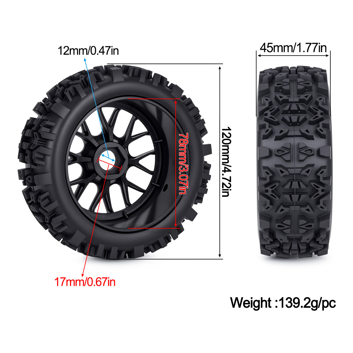 120MM Off-Road RC Lastikleri 1 - Rc Hobby Trucks incelemesi ve fiyatı