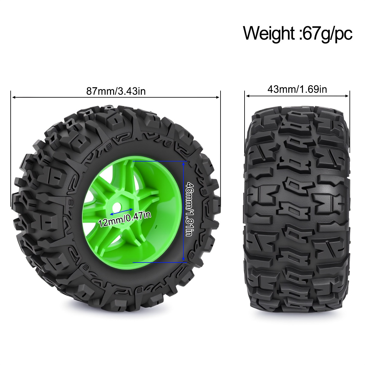 4 Adet 87mm Kauçuk Lastik Teke - Rc Truck Monster incelemesi ve fiyatı